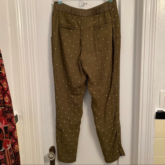 Anthro Green and Gold Slacks - Picture 4 of 5